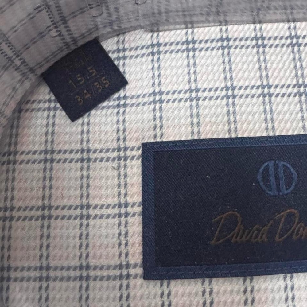 NWT David Donahue cotton/cashmere button up pinkish blue 15.5 34/35 - Picture 3 of 4